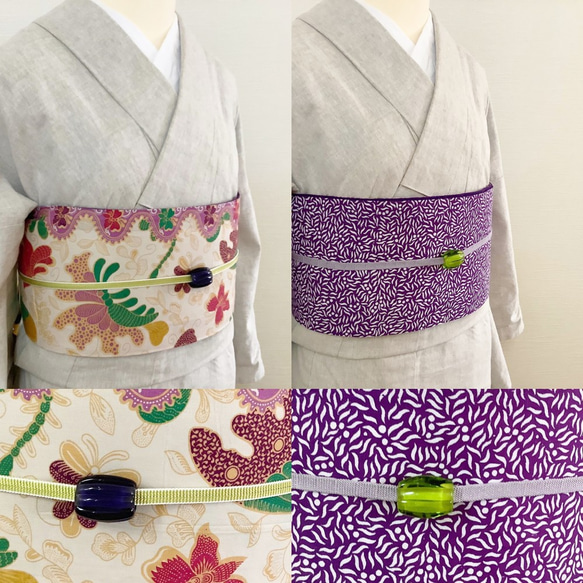◆カラフルバタフライバティック半幅帯2WAY／kimono ethnic／オリエンタル／ナツメミヤビ 1枚目の画像