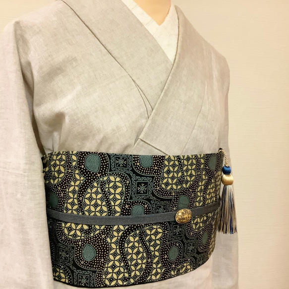 ◆SALEシックビスケットバティック半幅帯／kimono ethnic／ナツメミヤビ 3枚目の画像
