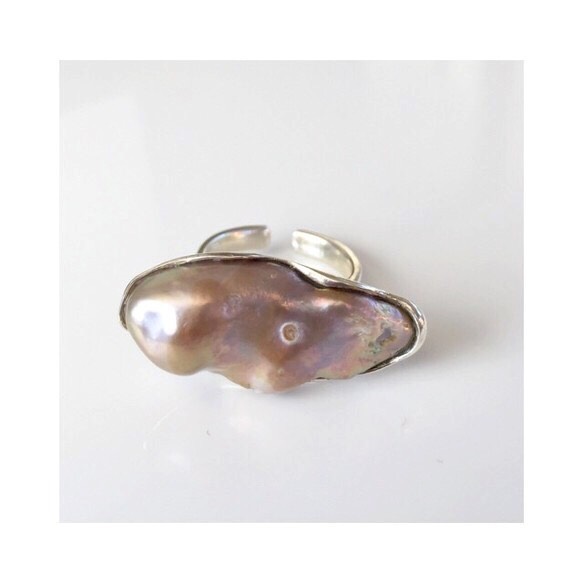 Silver925ブロンズカラー淡水パールのリング