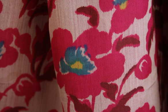 銘仙　ピンク花のギャザースカート　Ｆサイズ2 4枚目の画像