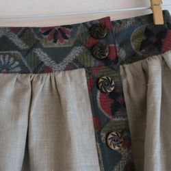 ウールとリネンのヨークスカート　グレー　Ｍサイズ 2枚目の画像