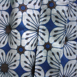 麻　青花模様　リボンベルトのゴムスカート　Ｆサイズ 3枚目の画像