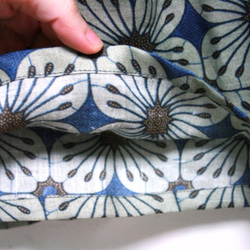 麻　青花模様　リボンベルトのゴムスカート　Ｆサイズ 4枚目の画像