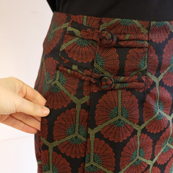 交織　亀甲菊　巻スカート風ロングスカート　MLサイズ 3枚目の画像