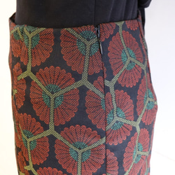 交織　亀甲菊　巻スカート風ロングスカート　MLサイズ 4枚目の画像