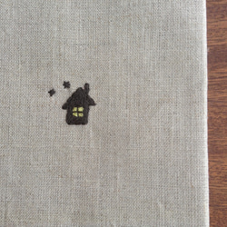 リネン手刺繍 青猫（あおねこ）のブックカバー 4枚目の画像