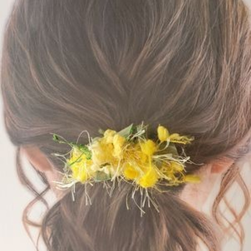 受注制作】ミモザのブーケのヘアゴム ヘアゴム Eiko『木綿小屋 