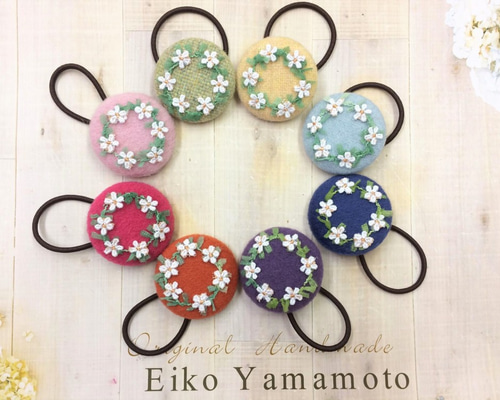 あったか素材で作った くるみボタンのヘアゴム ヘアゴム Eiko