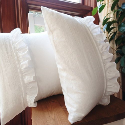 フリルクッションカバー　ハンドメイド♡ 楽天市場】【フリル クッションカバー 45x45 コットン】フレンチ