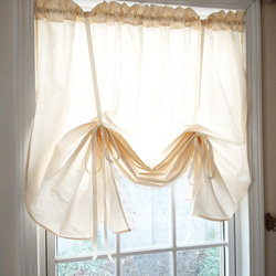 ナチュラルコットン♪間仕切りカフェカーテン リボン付きクリップ付き♪150cm丈 ナチュラルコットン♪間仕切りカフェカーテン リボン付き