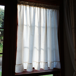 ナチュラルコットン♪フリル両開きカフェカーテン カーテン