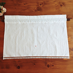 ホワイトコットン♪プチハート♡の刺繍カフェカーテン 55cm×38cm 5枚目の画像