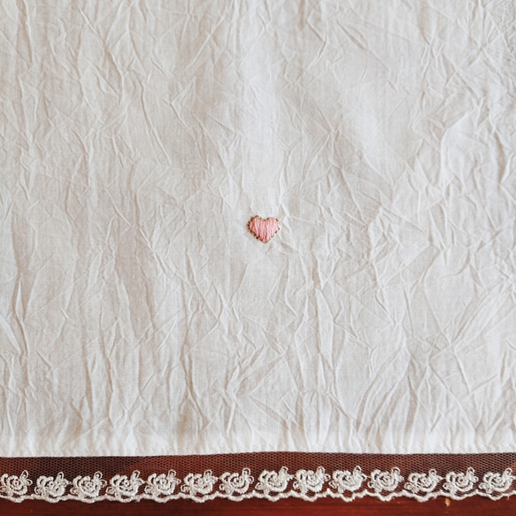 ホワイトコットン♪プチハート♡の刺繍カフェカーテン 55cm×38cm 6枚目の画像