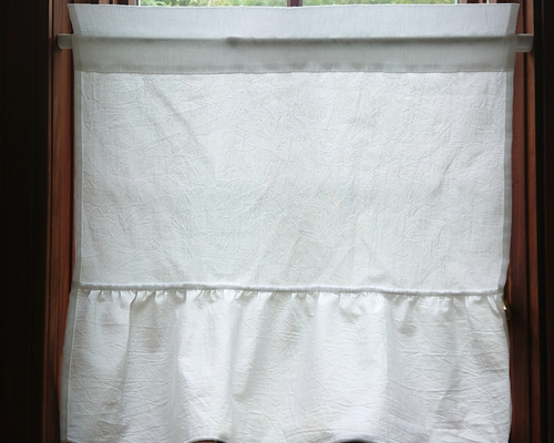 もこもこ♪ナチュラルコットン♪フリル片開きカフェカーテン＆フリル付カフェ 1_46640777ca26b1257b4c3104399d