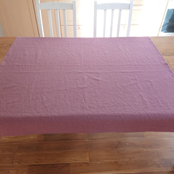 洗い込まれたアンティーク風ラミーリネンのテーブルクロス 100cm×100cm グレーローズ 2枚目の画像