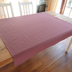 洗い込まれたアンティーク風ラミーリネンのテーブルクロス 100cm×100cm グレーローズ 3枚目の画像