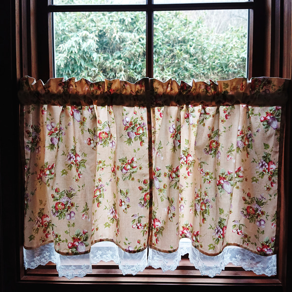 ハンドメイド カフェカーテン オーダー承り中 北欧 花柄 ハンドメイド カフェカーテン オーダー承り中 北欧 花柄