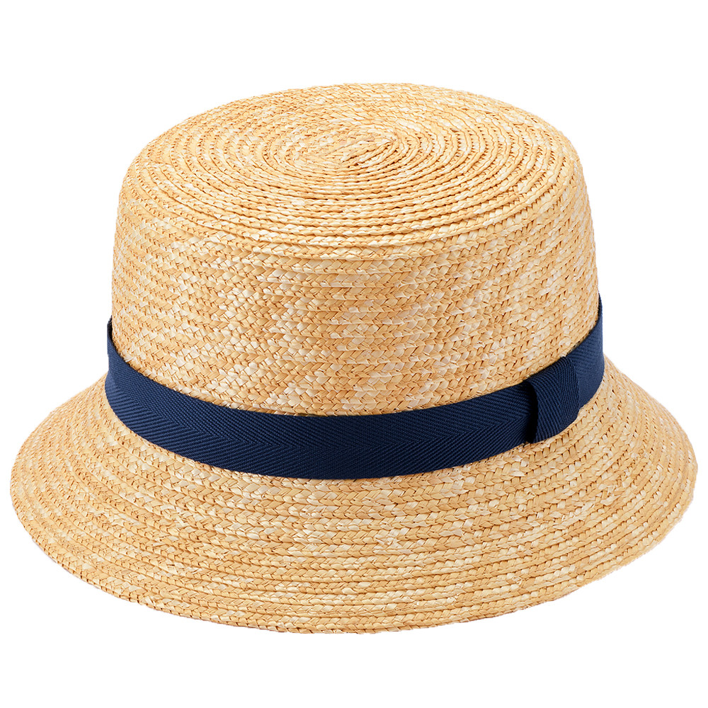 バケットBucket バケットハット 麦わら帽子 ネイビーリボン 男女