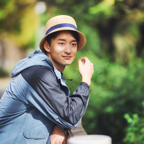 バケットBucket バケットハット 麦わら帽子 ネイビーリボン 男女