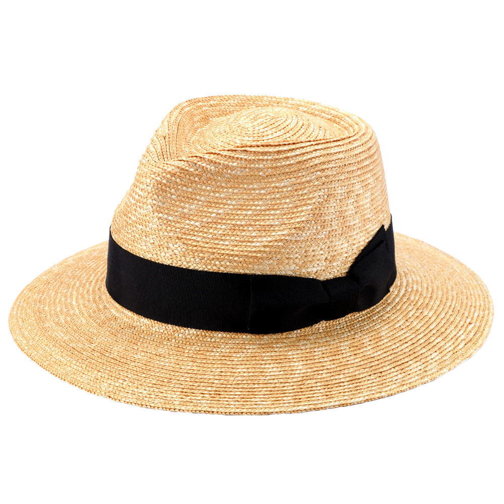 ラルフ Ralf つば広中折れ 麦わら帽子 ナチュラル ブラックリボン 58.5cm [UK-H128-NA]