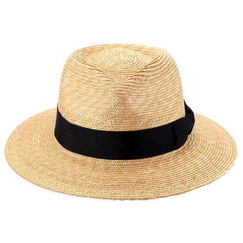 ラルフ Ralf つば広中折れ 麦わら帽子 ナチュラル ブラックリボン 58.5