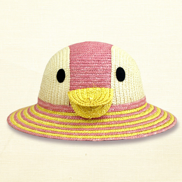 動物帽子 ペンギン 麦わら帽子 ピンク 子供・キッズ用 52cm [UK