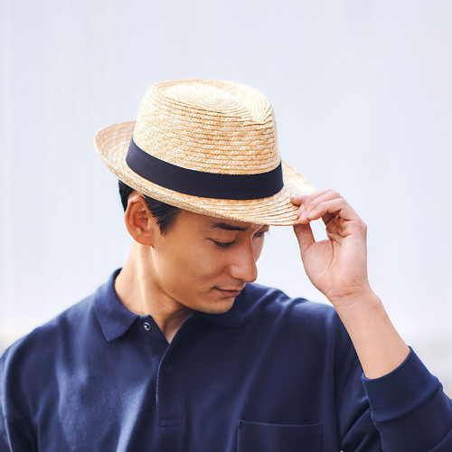 ノア Noa 中折れ 麦わら帽子 ナチュラル ブラックリボン 59cm [UK-H005