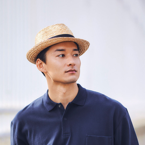 ノア Noa 中折れ 麦わら帽子 ナチュラル ブラックリボン 59cm [UK-H005