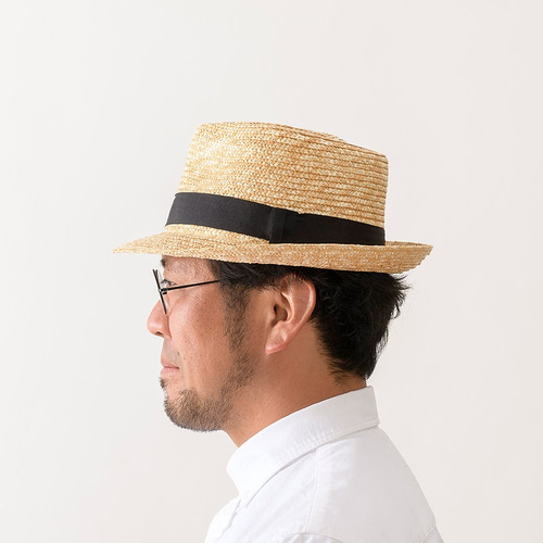 ノア Noa 中折れ 麦わら帽子 ナチュラル ブラックリボン 57.5cm [UK