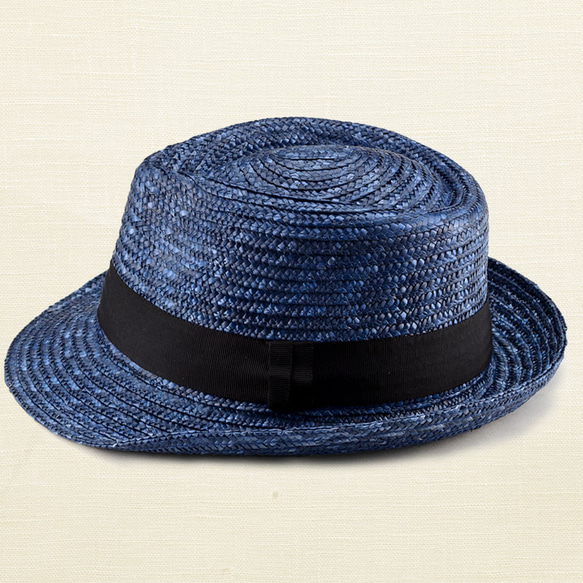 ノア 中折れ 麦わら帽子 ストローハット ブルー 57.5cm [UK-H005-M-BL] 6枚目の画像