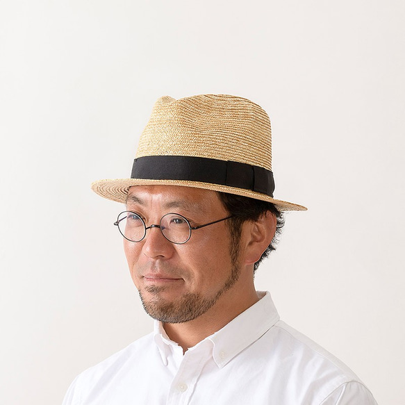 完売○Glan (グレン) フェドラー型 中折れ 麦わら 帽子 中折れハット