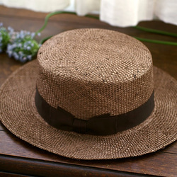 完売●Margot/f (マルゴ･フェム) ケンマ草 カンカン帽  (57.5cm) ブラウン [UK-H062-BR] 1枚目の画像