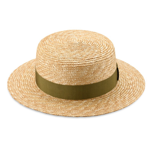 マラン/ジー Marin/G カンカン帽 麦わら帽子 カーキリボン 57.5cm [UK