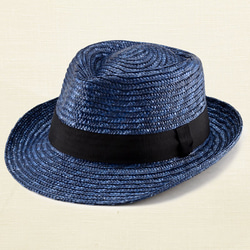 ノア 中折れ 麦わら帽子 ストローハット ブルー 62cm [UK-H005-LL-BL] 4枚目の画像