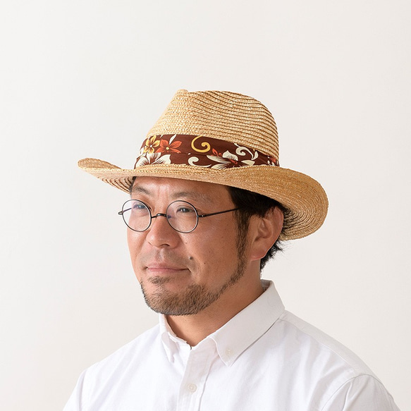 完売○GOLF アロハ 紳士用 麦わら テンガロン型 ゴルフハット 58cm [UK