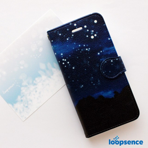 受注生産】空雪（ナイトブルー）/オリジナル手帳型スマホケース iPhone 