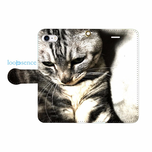 【受注生産】猫フォトデザイン。オリジナル手帳型スマホケースNo.26 1枚目の画像