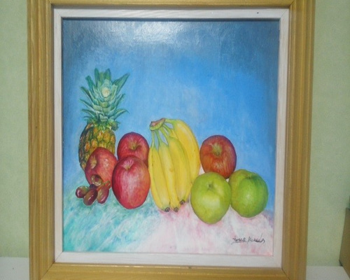 野菜と果物 油絵 額縁入り 美術品・アンティーク・コレクション
