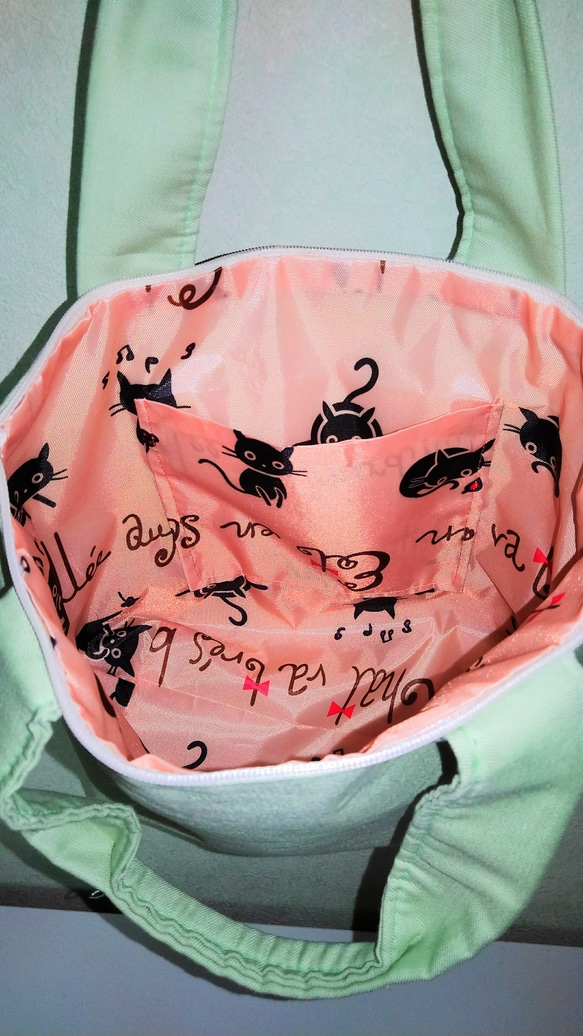 送料無料　ハンドメイド　猫柄バッグ 4枚目の画像