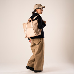「背負えるトートバッグ」 トート型リュック サンドベージュ 4枚目の画像