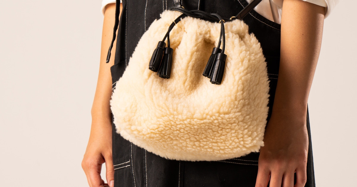 あったか素材 エコファー フワモコ ミニトートバッグ キャメル