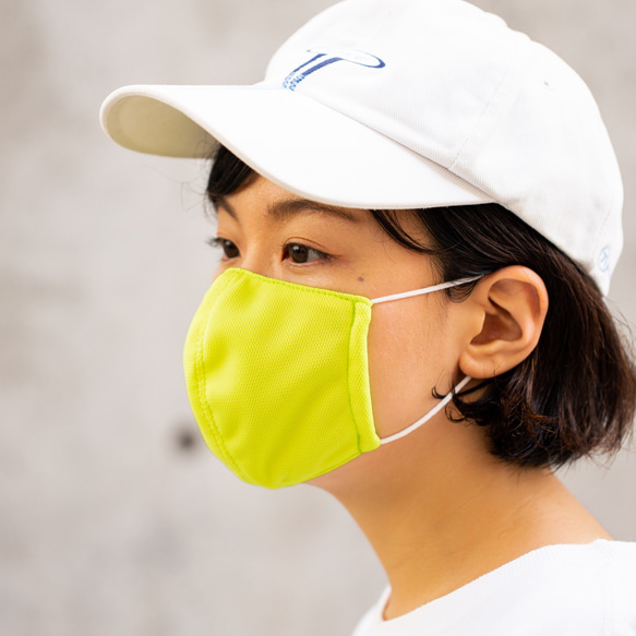【即納】【冷感】【夏マスク】「冷感素材のスポーツマスク」蛍光イエロー 1枚目の画像