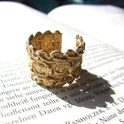 [按訂單生產]古董蕾絲戒指2（黃銅，免費尺寸） 第3張的照片