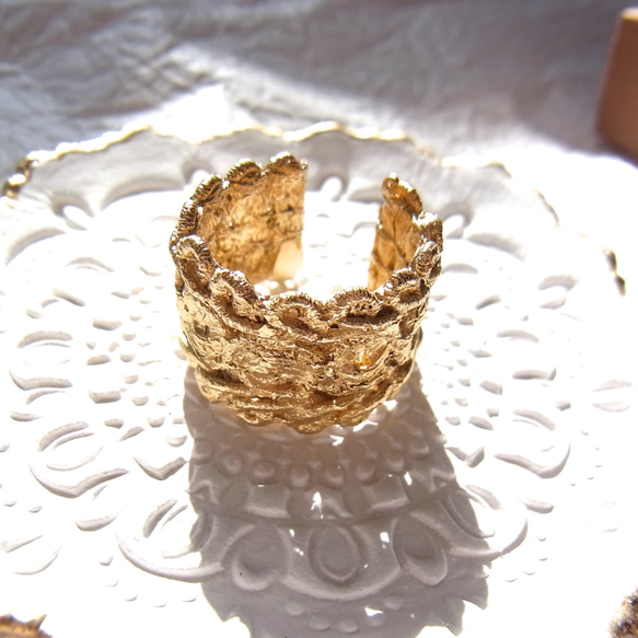 [按訂單生產]古董蕾絲戒指2（黃銅，免費尺寸） 第4張的照片