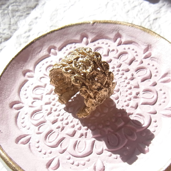 [按訂單生產]古董蕾絲戒指2（黃銅，免費尺寸） 第5張的照片