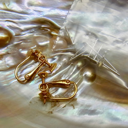 【受注生産】スターアニスの淡水パールピアス／イヤリング（真鍮） 5枚目の画像