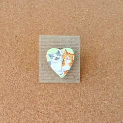手描きブローチ/仲良し猫B 4枚目の画像