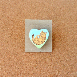 手描きブローチ/ごろりん猫茶トラB 4枚目の画像