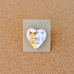 手描きブローチ/二人でタピオカ 4枚目の画像