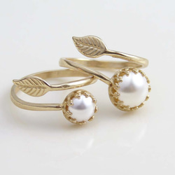 Gold Vine & Pearl Ring ~ 金の蔓と葉と真珠のリング 4枚目の画像